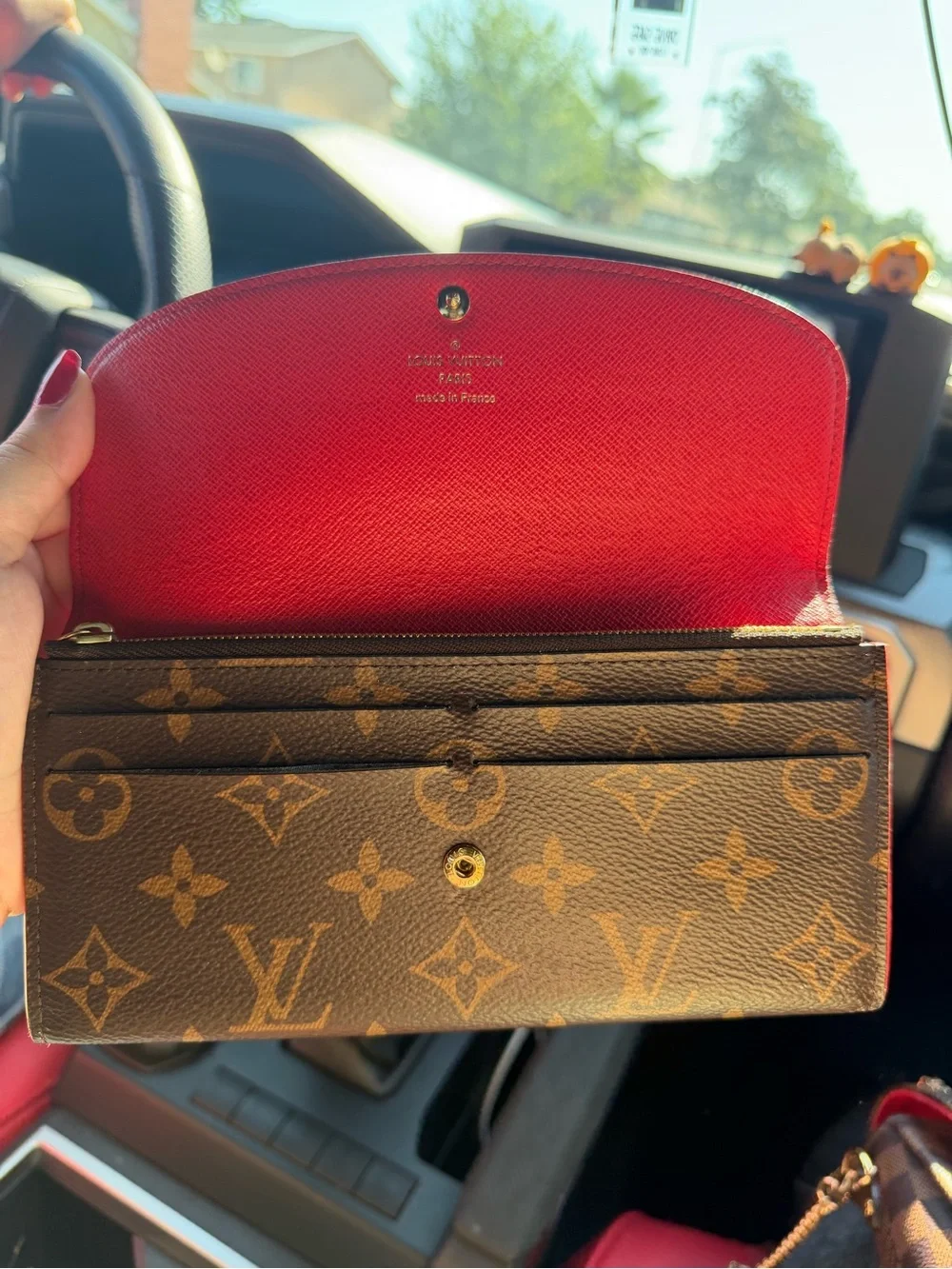 Louis Vuitton Monogram Continental Wallet with Red Flower Hardware